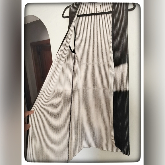 Chico's Black & White Long Open Front Cardigan Sz S - Picture 3 of 6